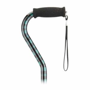 CANE OFFSET WITH STRAP- GREEN PLAID