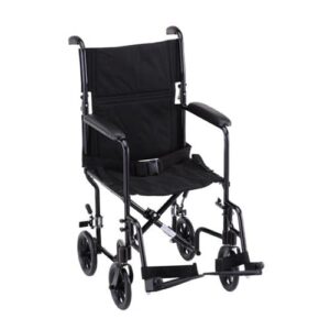 TRANSPORT CHAIR- 19 INCH LIGHTWEIGHT WITH SWINGAWAY FOOTRESTS  BLACK