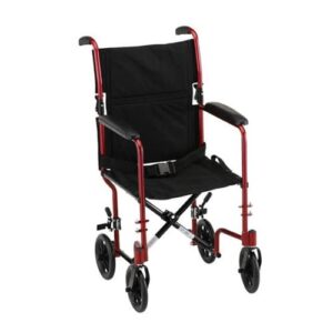TRANSPORT CHAIR- 19 INCH LIGHTWEIGHT WITH SWINGAWAY FOOTRESTS  RED