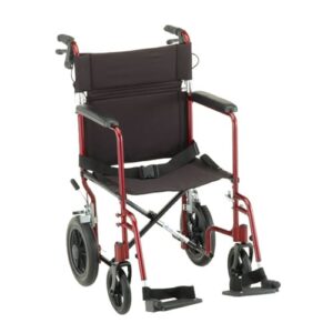 20 inch Transport Chair with 12" Rear Wheels Red