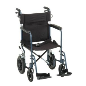 20 inch Transport Chair with 12" Rear Wheels Blue