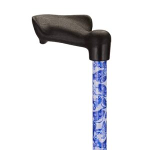 CANE WITH PALM HANDLE (RIGHT) - BLUE PORCELAIN