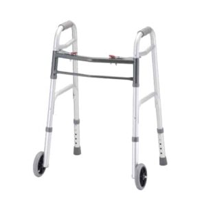 FOLDING WALKER WITH 5 INCH WHEELS 2 BUTTON PETITE