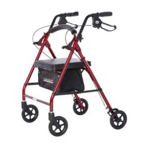 Aluminum 4 Wheel Rollator - Red