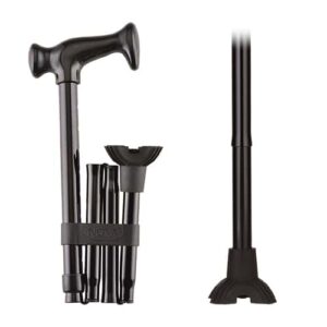 FOLDING CANE WITH MINI QUAD CANE TIP BLACK