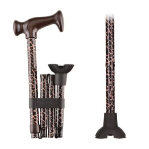 FOLDING CANE WITH MINI QUAD CANE TIP LEOPARD
