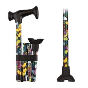 FOLDING CANE WITH MINI QUAD CANE TIP Butterflies