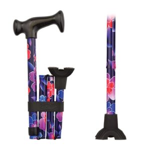 FOLDING CANE WITH MINI QUAD CANE TIP MAUI FLOWERS
