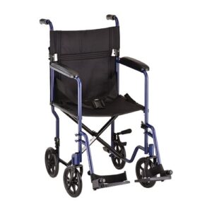 TRANSPORT CHAIR-19 INCH WITH SWINGAWAY FOOTRESTS BLUE