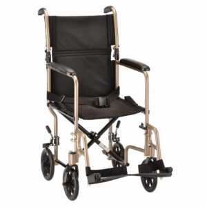 TRANSPORT CHAIR- 19 INCH  WITH SWINGAWAY FOOTRESTS CHAMPAGNE