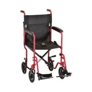 TRANSPORT CHAIR-19 INCH  WITH SWINGAWAY FOOTRESTS RED