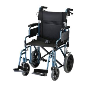19 inch Transport Chair with 12" Rear Wheels Blue