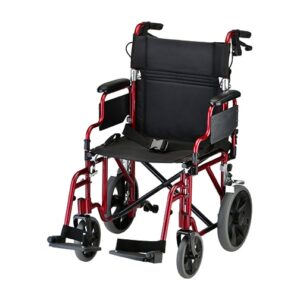 19 inch Transport Chair with 12" Rear Wheels Red