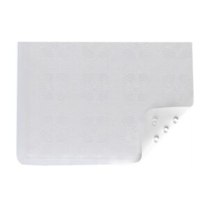 BATH MAT WITH SUCTION GRIP - White w/ Scallop Pattern