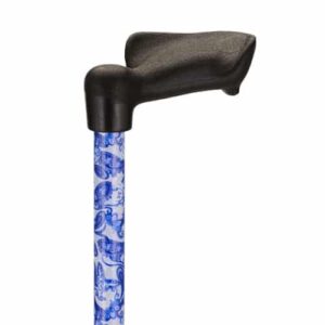 CANE WITH PALM HANDLE (LEFT) - BLUE PORCELAIN