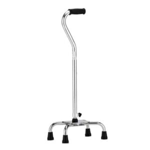 Large Base Bariatric Quad Canes WITH OFFSET HANDLE- SILVER
