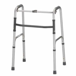 Silver Adult Folding Walker with Single Button Release