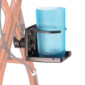 CUP HOLDER FOR ROLLING WALKERS, TRANSPORT CHAIRS  AND WHEELCHAIRS
