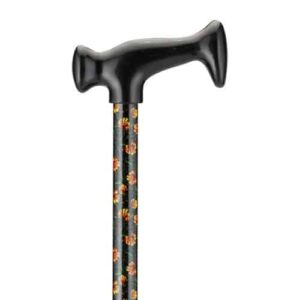 CANE T-GRIP POPPIES WITH LEAVES